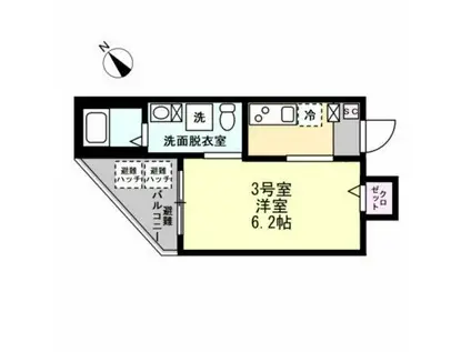 ベイルーム横須賀中央II(1K/2階)の間取り写真