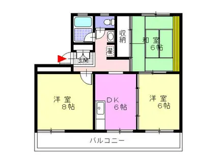 リヴェールKI(3DK/3階)の間取り写真