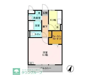 セレニティーホームズA(1K/3階)の間取り写真