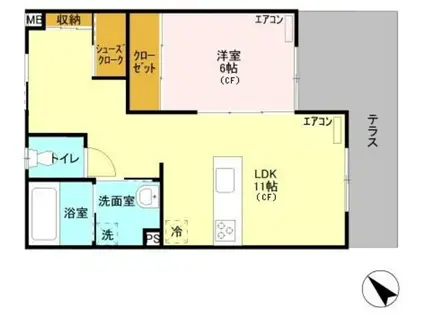 中尾コンセプトハウスA(1LDK/1階)の間取り写真