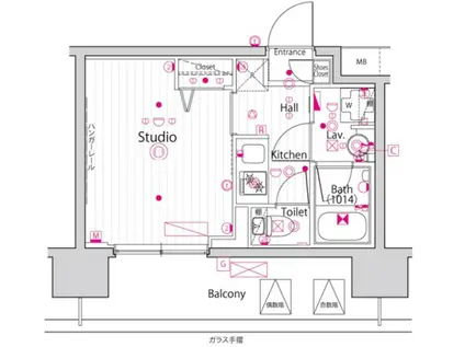 ガーラ・グランディ川口並木(1K/2階)の間取り写真