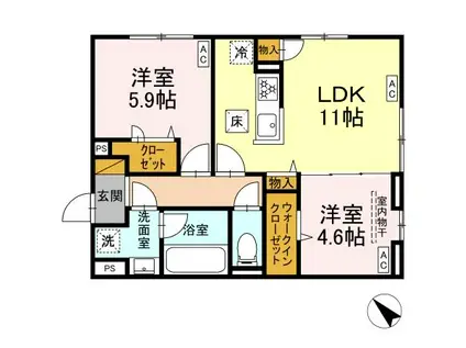 DーPLAISIR(2LDK/1階)の間取り写真