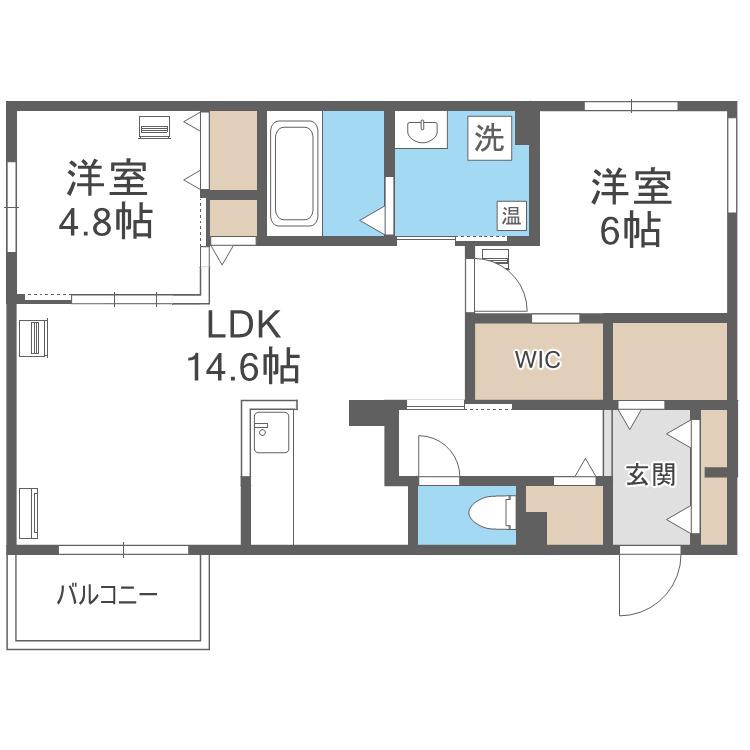 エフュート北円山(2LDK/1階)の間取り写真