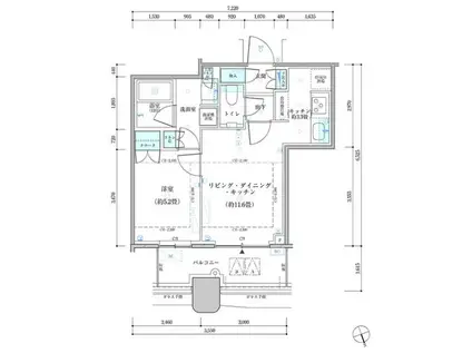 パークタワー勝どきサウス(1LDK/18階)の間取り写真