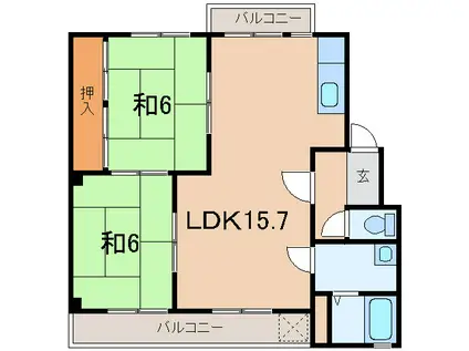 佐野マンションパートII(2LDK/3階)の間取り写真