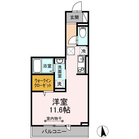 プランドールヒルズ(ワンルーム/1階)の間取り写真