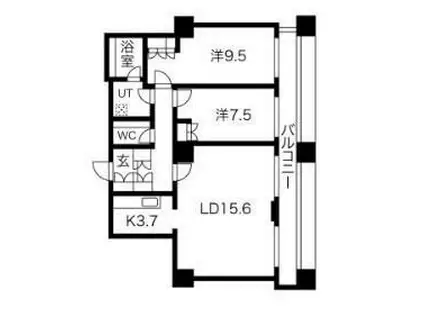 グランパークハイツ(2LDK/28階)の間取り写真