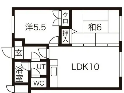 ロイヤルレインボー平岸A棟(2LDK/3階)の間取り写真