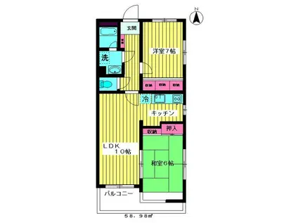 メゾンASO(2LDK/1階)の間取り写真