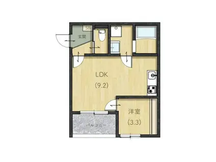 LIEN大津新崎(1LDK/3階)の間取り写真