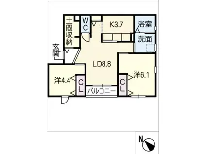エミナーレ(2LDK/2階)の間取り写真