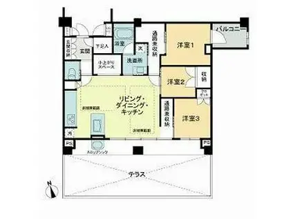 フェリスコート自由が丘(3LDK/1階)の間取り写真