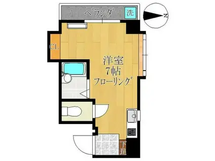 パールコート(ワンルーム/4階)の間取り写真