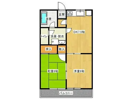 クレセントヒルズ(2DK/2階)の間取り写真