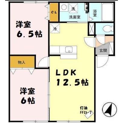 ウィルモアレラ(2LDK/1階)の間取り写真