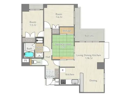 不二マンション(3LDK/5階)の間取り写真