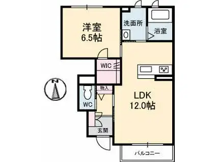 シャーメゾンCOLZA A棟(1LDK/1階)の間取り写真