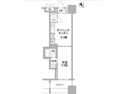 パークフラッツ横濱公園(1DK/5階)の間取り写真