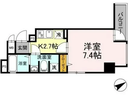 グランペール(1K/4階)の間取り写真