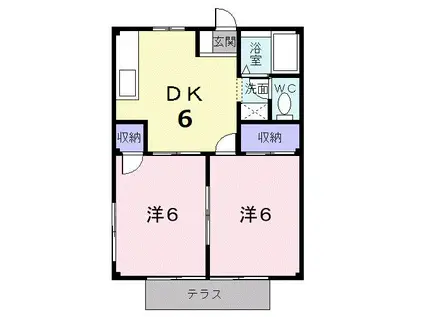 ルミネハイツ(2DK/1階)の間取り写真