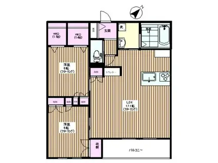 ヴィセーナ(2LDK/2階)の間取り写真