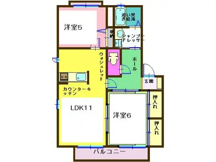 プルミエ・ラムールA(2LDK/1階)の間取り写真