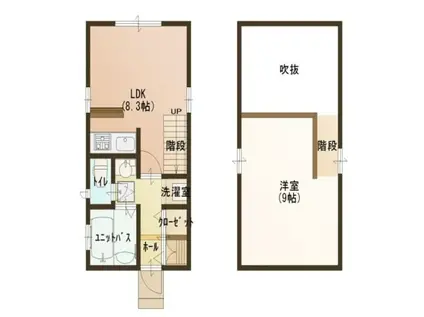 ヴィレッタ牡丹山A(1LDK/1階)の間取り写真