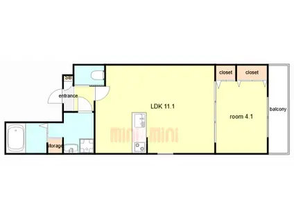 ジーメゾン明石スフィリア(1LDK/2階)の間取り写真