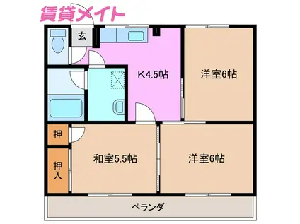 安塚ハイツ(3DK/3階)の間取り写真