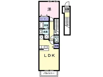 ヴィラ・カロッテ(1LDK/2階)の間取り写真