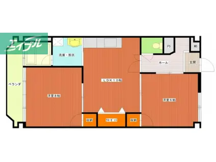 京橋ビル新館(2LDK/8階)の間取り写真