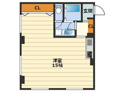 木下大淀第ニハイツ(ワンルーム/4階)の間取り写真