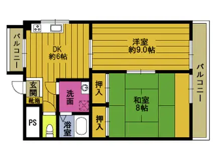 R73番館(2K/2階)の間取り写真