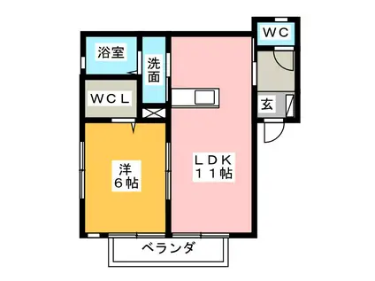 コート・ソレアード(1LDK/2階)の間取り写真