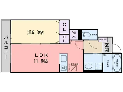 グランチェスタII(1LDK/1階)の間取り写真