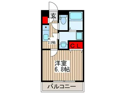 ドミノ浦和元町(1K/3階)の間取り写真