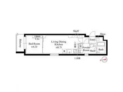 CASA PIAZZA 二子玉川(1LDK/3階)の間取り写真