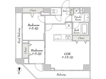 ルミーク大山(2LDK/7階)の間取り写真