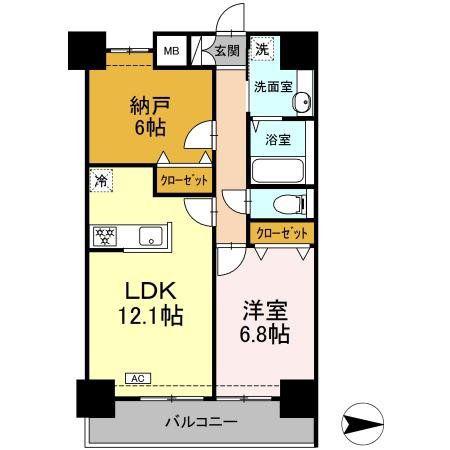 グレイスコート・アイエス(1SLDK/2階)の間取り写真