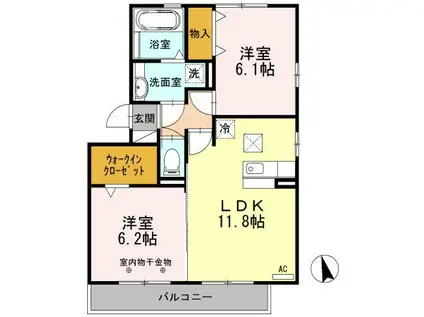 ENTERFIELD(2LDK/1階)の間取り写真