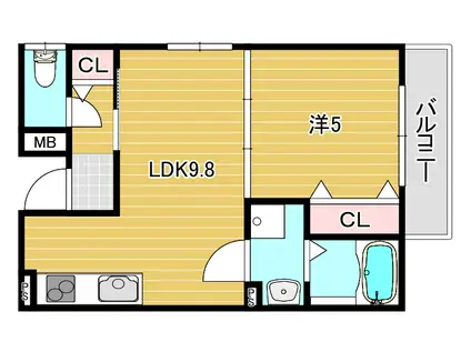 クリエオーレ藤田町(1LDK/3階)の間取り写真