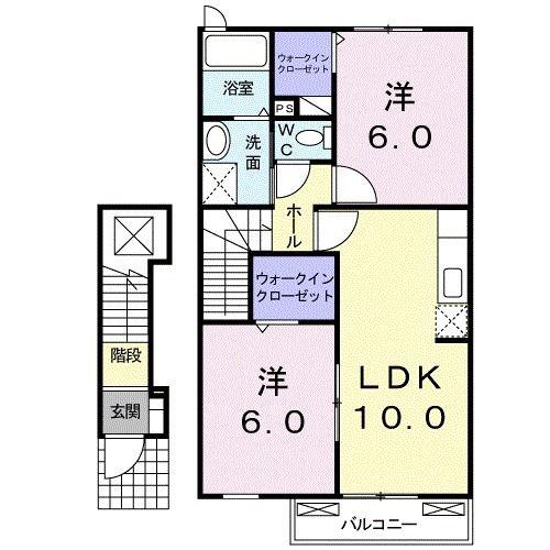 ベル・カーサ(2LDK/2階)の間取り写真