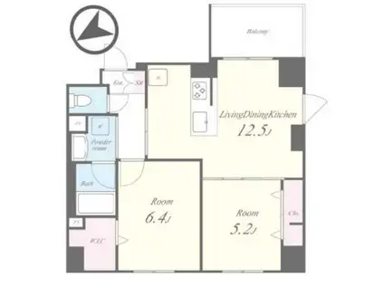 サントゥール駒込(2LDK/6階)の間取り写真