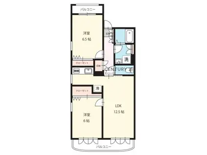 フェアリーテイル(2LDK/3階)の間取り写真