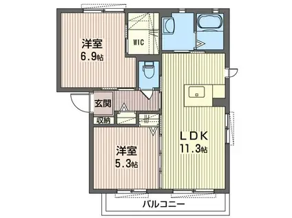 ブリティッシュヒルズ(2LDK/2階)の間取り写真