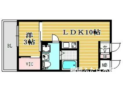 アイセレブ箱崎駅前(1LDK/6階)の間取り写真