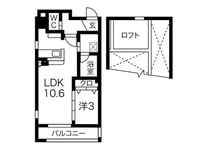アルファパル大喜新町(1LDK/6階)の間取り写真