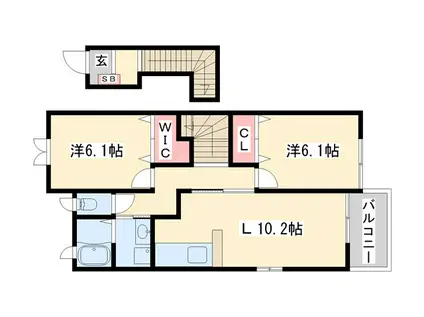 グランツィア A棟(2LDK/2階)の間取り写真