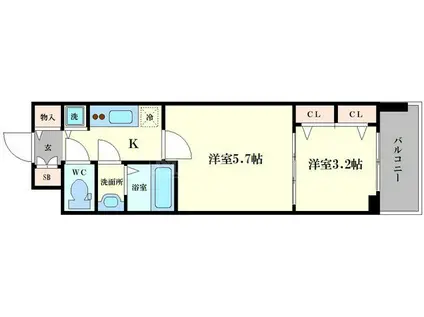 エスレジデンス日本橋QUALIER(2K/13階)の間取り写真