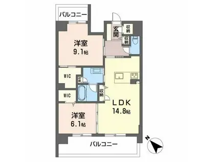 ROOTHILL 10(2LDK/6階)の間取り写真